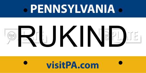 RUKIND Pennsylvania License Plate