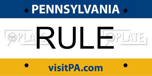 RULE Pennsylvania License Plate