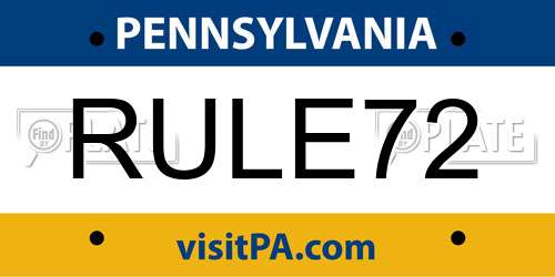 RULE72 Pennsylvania License Plate