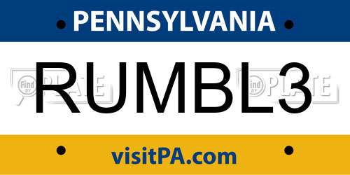 RUMBL3 Pennsylvania License Plate