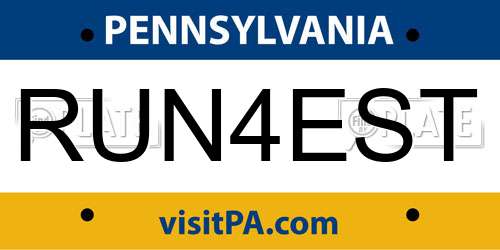 RUN4EST Pennsylvania License Plate
