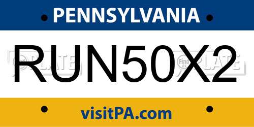 RUN50X2 Pennsylvania License Plate