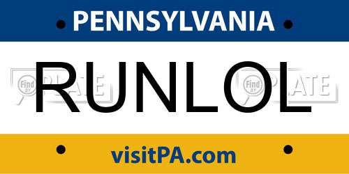 RUNLOL Pennsylvania License Plate