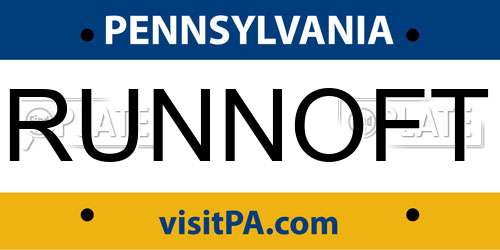 RUNNOFT Pennsylvania License Plate