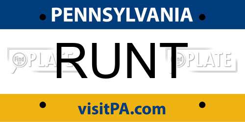 RUNT Pennsylvania License Plate