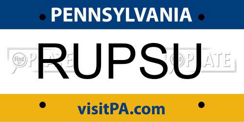 RUPSU Pennsylvania License Plate