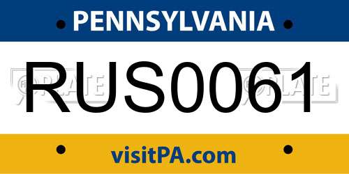 RUS0061 Pennsylvania License Plate