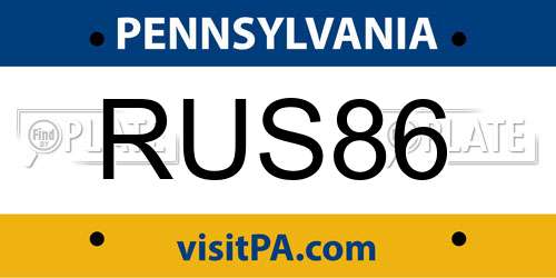 RUS86 Pennsylvania License Plate