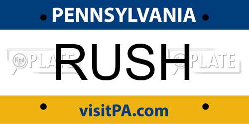 RUSH Pennsylvania License Plate
