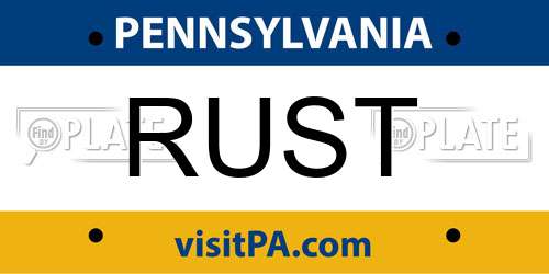 RUST Pennsylvania License Plate