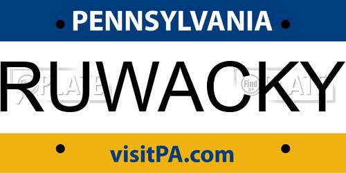 RUWACKY Pennsylvania License Plate