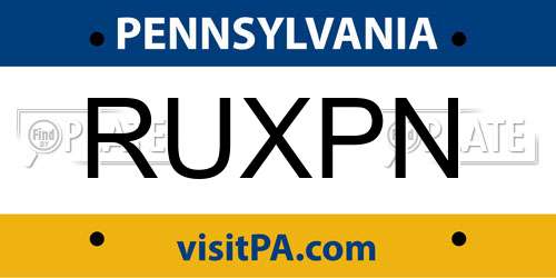 RUXPN Pennsylvania License Plate