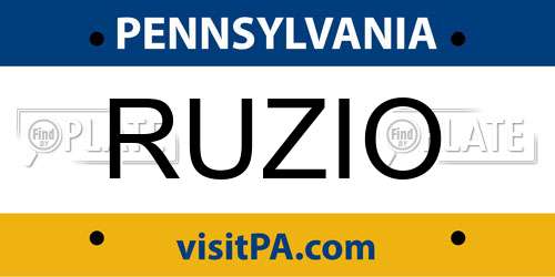 RUZIO Pennsylvania License Plate