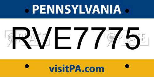 RVE7775 Pennsylvania License Plate