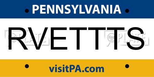 RVETTTS Pennsylvania License Plate