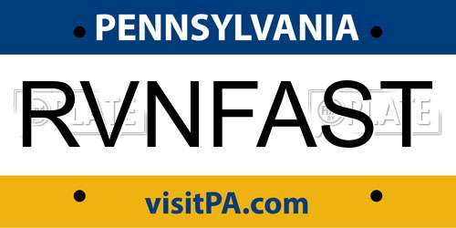 RVNFAST Pennsylvania License Plate