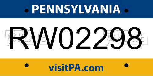 RW02298 Pennsylvania License Plate