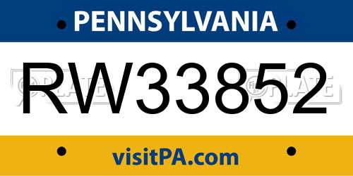 RW33852 Pennsylvania License Plate