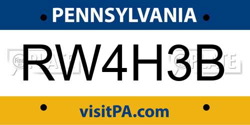 RW4H3B Pennsylvania License Plate