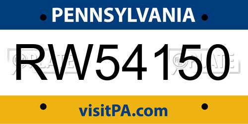 RW54150 Pennsylvania License Plate