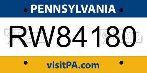 RW84180 Pennsylvania License Plate