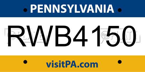 RWB4150 Pennsylvania License Plate