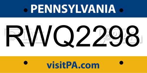 RWQ2298 Pennsylvania License Plate