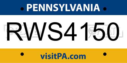 RWS4150 Pennsylvania License Plate