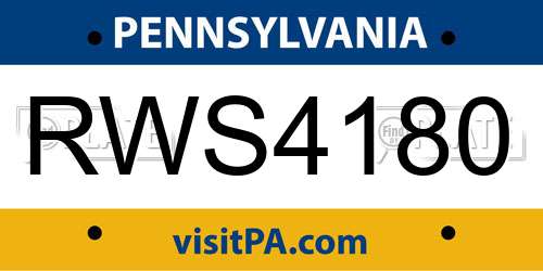 RWS4180 Pennsylvania License Plate
