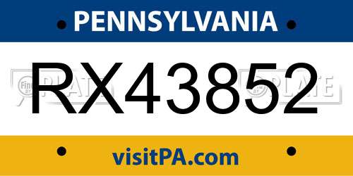 RX43852 Pennsylvania License Plate