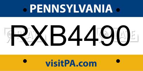 RXB4490 Pennsylvania License Plate