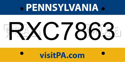 RXC7863 Pennsylvania License Plate
