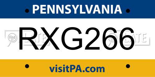 RXG266 Pennsylvania License Plate