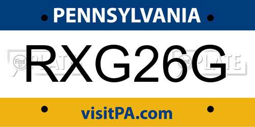 RXG26G Pennsylvania License Plate