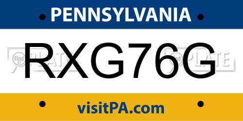 RXG76G Pennsylvania License Plate