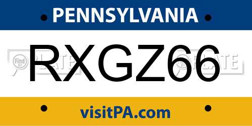 RXGZ66 Pennsylvania License Plate
