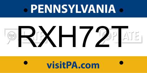 RXH72T Pennsylvania License Plate