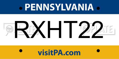 RXHT22 Pennsylvania License Plate