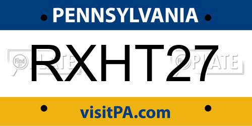 RXHT27 Pennsylvania License Plate