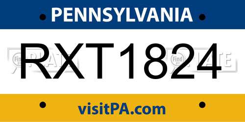 RXT1824 Pennsylvania License Plate