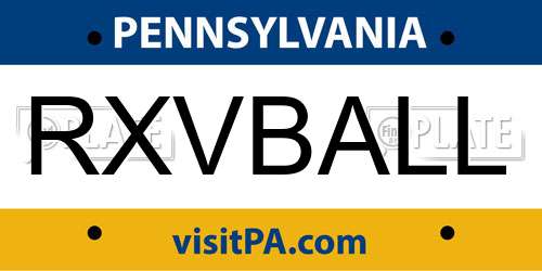 RXVBALL Pennsylvania License Plate