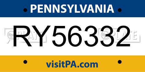 RY56332 Pennsylvania License Plate