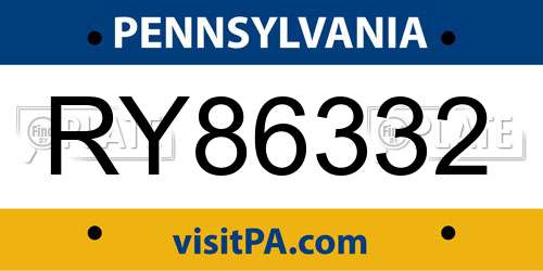 RY86332 Pennsylvania License Plate