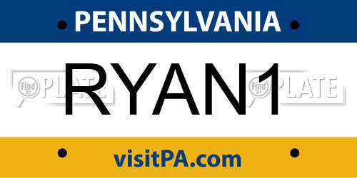 RYAN1 Pennsylvania License Plate