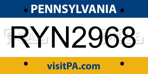 RYN2968 Pennsylvania License Plate
