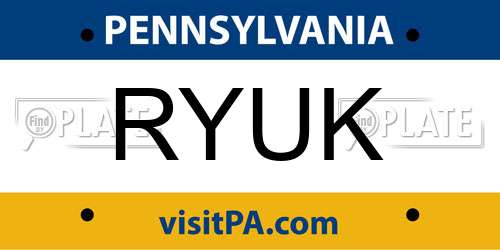 RYUK Pennsylvania License Plate