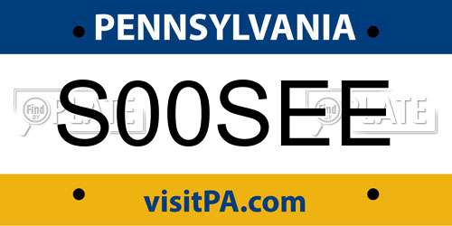 S00SEE Pennsylvania License Plate