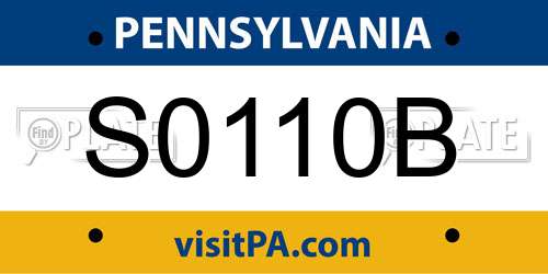 S0110B Pennsylvania License Plate