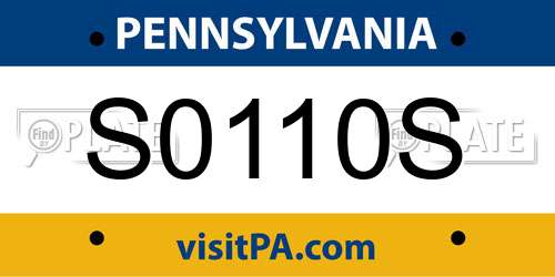 S0110S Pennsylvania License Plate