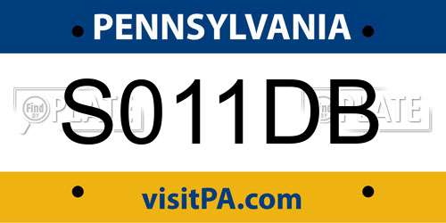 S011DB Pennsylvania License Plate